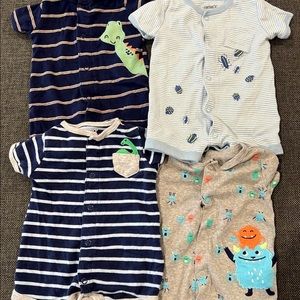 Bundle lot of 4 baby boy shortalls newborn